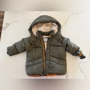 Zara Down Baby/Toddler Water Repellent Down Puffer Coat 18-24 mo green